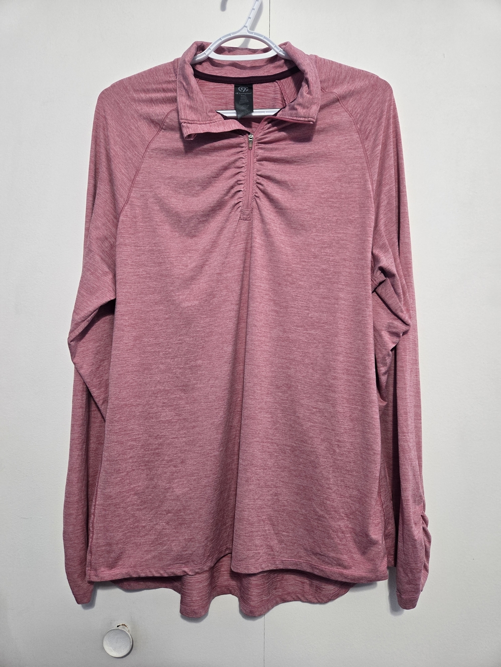 Champion C9 Women's XXL Pink Quarter Zip Athletic Pullover Ruched Sleeve Top